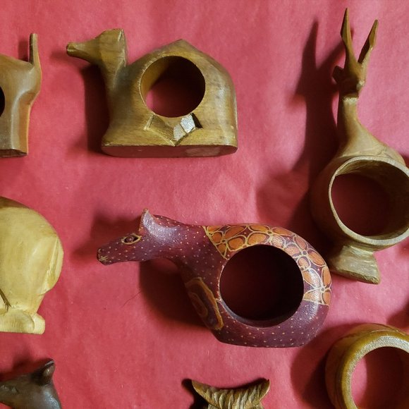 1980s Wood African Elephant + Rhino + multiple Animals From Kenya Africa Hand Ca - Picture 11 of 16